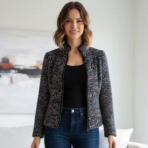 St John Sz 10 Santana Knit Multicolor Full Zip Knit Jacket